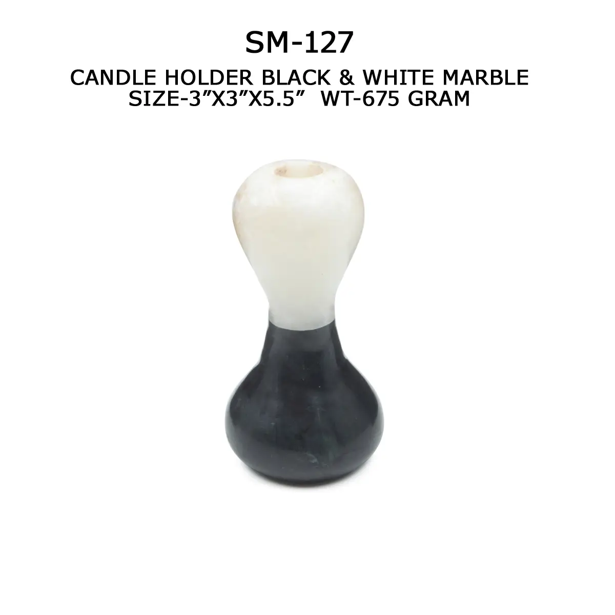 CANDLE HOLDER WHITE & BLACK MARBLE